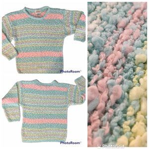 Vintage 80s 90s Pastel Nubby Striped Sweater, Soft Girl Pastel Sweater, VSCO